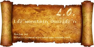 Löwenstein Osszián névjegykártya